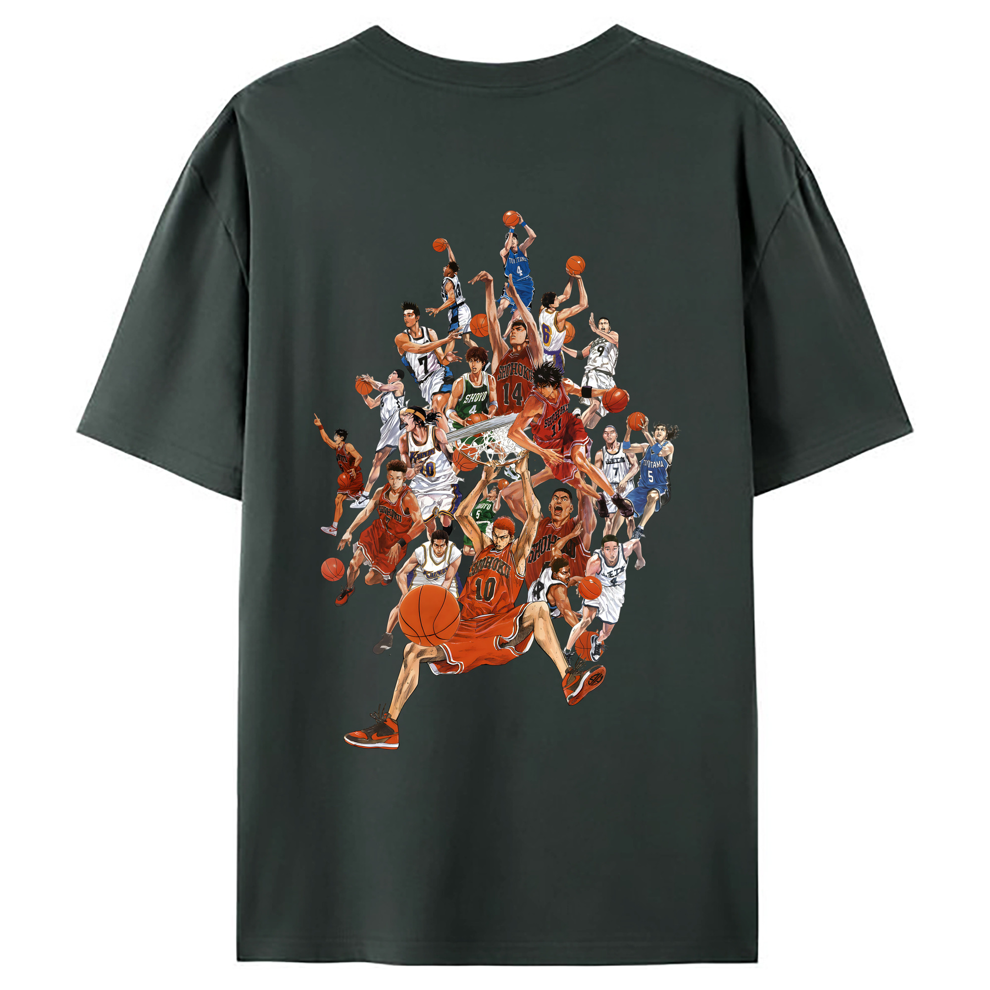 （画像用） SLAM DUNK／スラムダンク 綿100％ メンズ半袖Tシャツ（バックプリント） 通気性